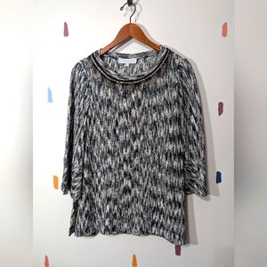 MISOOK COLLECTION Black and White Sweater With Chain Trim